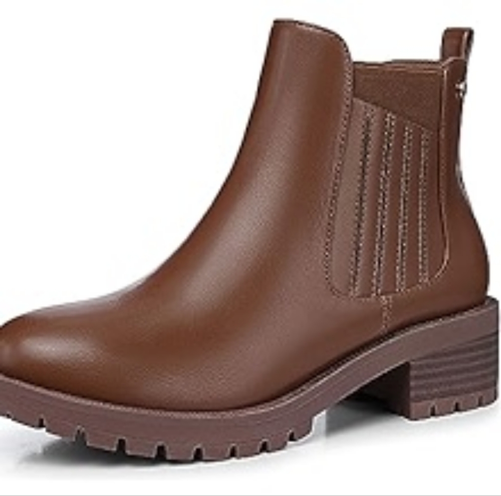 TEMOFON Women's Ankle Boots Chelsea: Fall Round Toe Booties - Chunky Platform